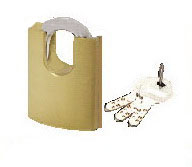 BRASS PADLOCK WITH SHROUDED SHACKLE  TYPE
