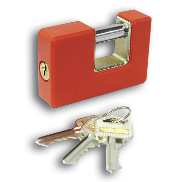 Padlock-ARMORED RECTANGULAR ZINC ALLOY PADLOCK W/ PE COVERED