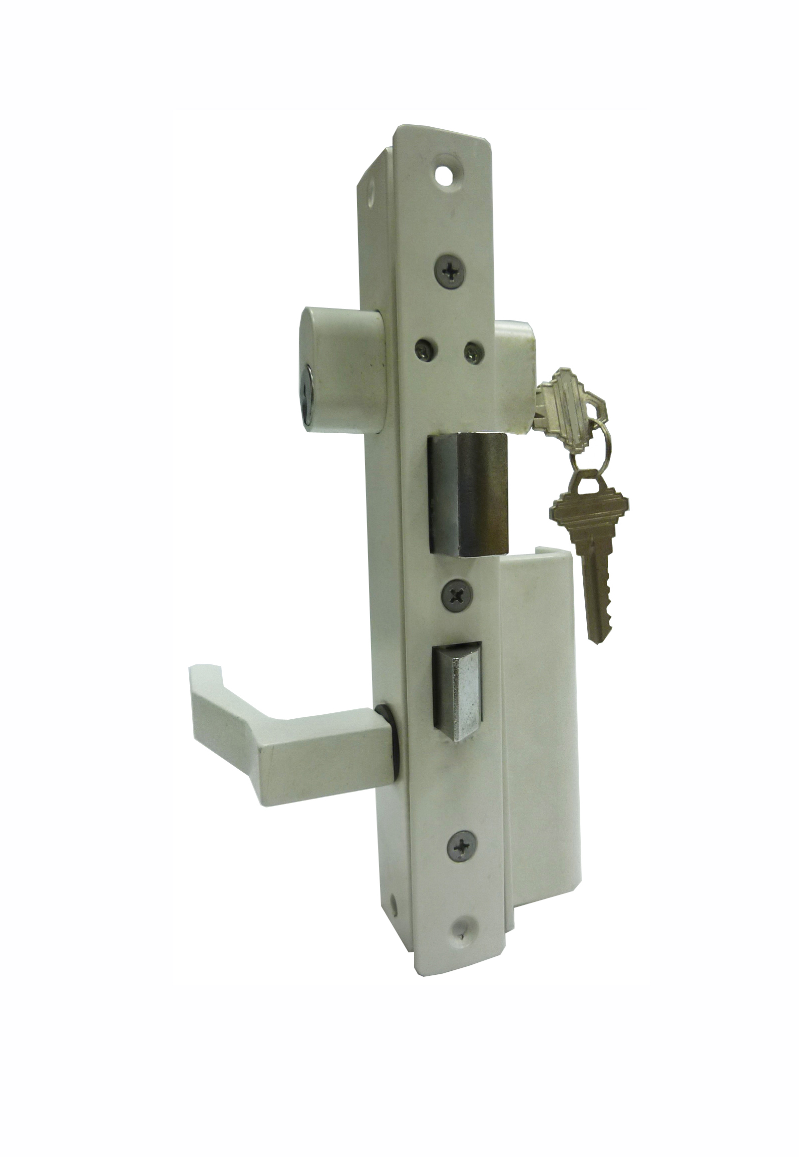 Door Locks-NARROW TYPE ALUMINUM DOOR LOCK , FULL SET W/ OVAL CYLINDER AND 2 KEYS