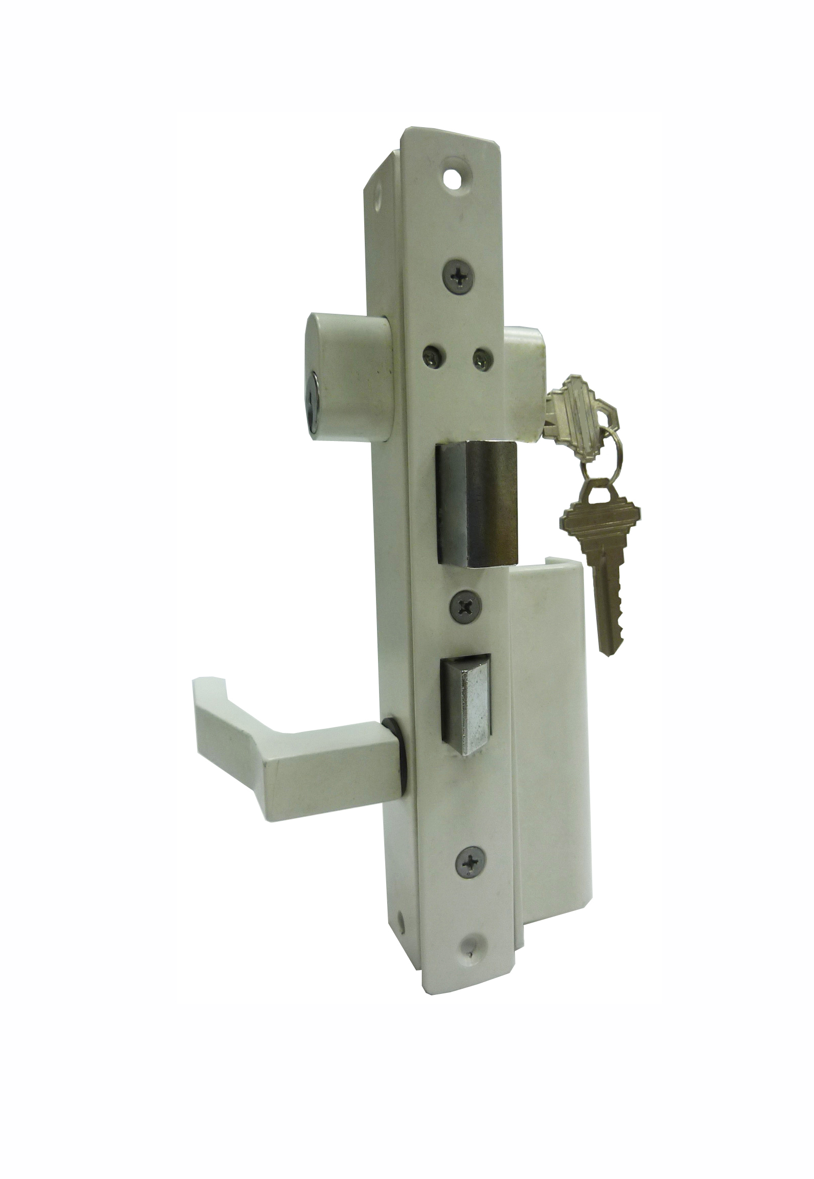 NARROW TYPE ALUMINUM DOOR LOCK , FULL SET W/ OVAL CYLINDER AND 2 KEYS